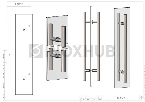 Ручка (633-600 SSS) 25×425×600 мм, стекло 8-12 мм, нерж. сталь матовая