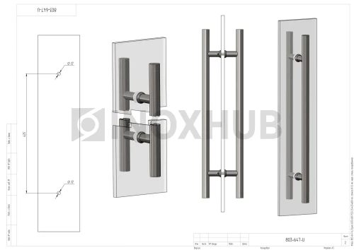 Ручка (633-600 PSS) 25×425×600 мм, стекло 8-12 мм, нерж. сталь полированная
