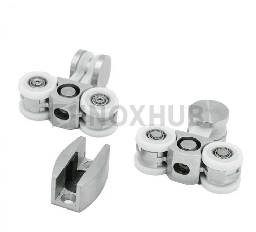 Комплект (613 aura) малый, 2 каретки, 2 стопора, 1 направляющая, нерж. сталь матовая