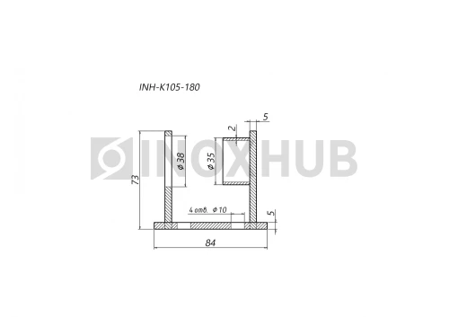 Пластина торцевого крепления стойки под сборку, Ø38.1 мм, AISI 304, GRIT 600
