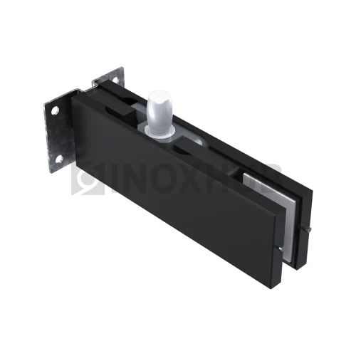 Фитинг на фрамугу (130P BLC) с осью и монтажной пластиной, стекло 10-12 мм, Черный мат