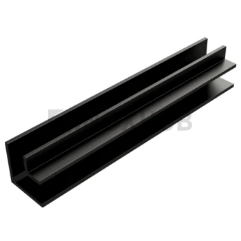 Угловой профиль 90°, 19×19×12.5×1.75 мм L=3000, стекло 8.0 мм, алюминий, Черный мат