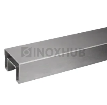 Труба с пазом 24×24 мм, профильная 60×40×1.5×6000 мм, AISI 201, ASTM A554, GRIT 600