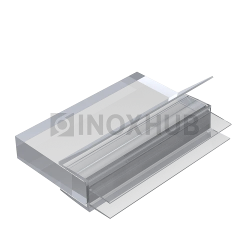 Профиль (206-8 CL) нижний, L=2200, стекло 8.0 мм, ПВХ прозрачный БЕЛЫЙ