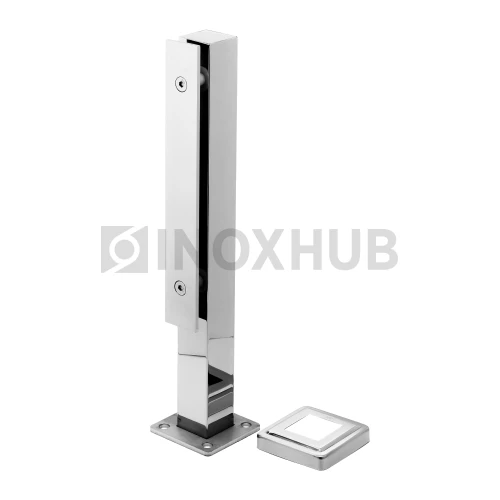 Напольный стеклодержатель квадратный под сверление, 40×40×400 мм, стекло 10-18 мм, AISI 304, GRIT 600