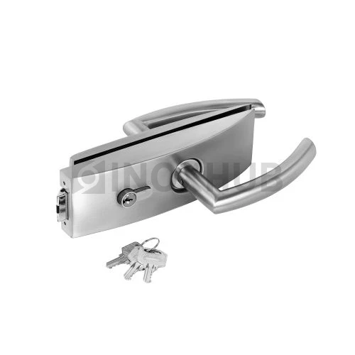Замок (87-1 SSS) с нажимной ручкой, притвором, без отв. части, нерж. сталь матовая