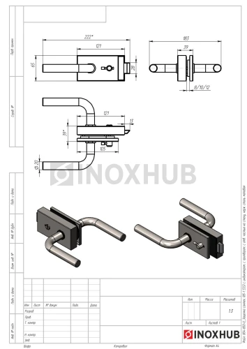 Защелка сантех. (85-1 SSS) с индикатором, с притвором, с отв. частью на стену, нерж. сталь матовая
