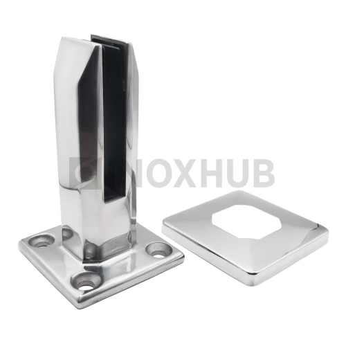 Напольный стеклодержатель литой квадратный 45×50×160 мм, AISI 304, GRIT 600