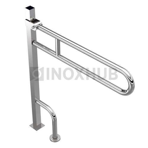 Поручень двойной откидной с опорой в пол, Ø32 мм, AISI 304, GRIT 600