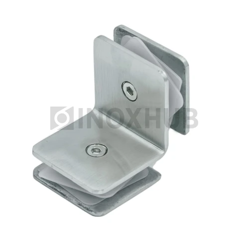 Коннектор (735 SSS) стекло-стекло 90° (без фаски), нерж. сталь матовая