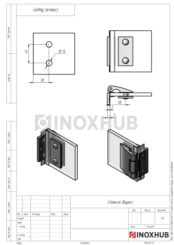 Петля (513 PC) стена-стекло, открывание наружу, полированный хром