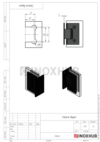 Петля (301 BLC) стена-стекло двустороннее крепление, нерж. сталь Черный мат