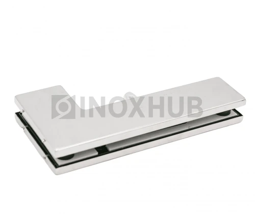 Фитинг угловой (140 PSS) на фрамугу с осью, стекло 10-12 мм, нерж. сталь полированная