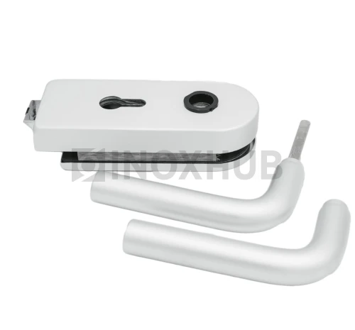 Замок (86-1 AL) с нажимной ручкой, притвором, без отв. части, Анодированный алюминий