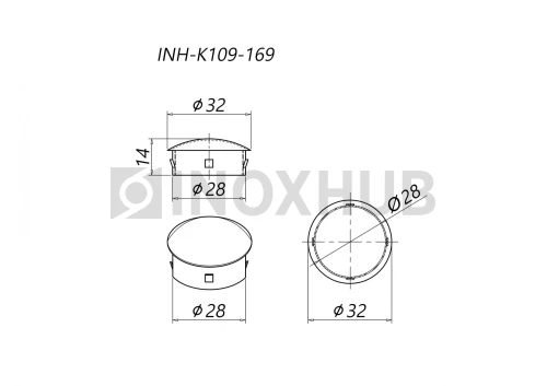 Заглушка забивная штамп., Ø32.0 мм, AISI 304, GRIT 600