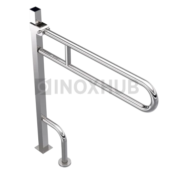 Поручень двойной откидной с опорой в пол, Ø32 мм, AISI 304, GRIT 600