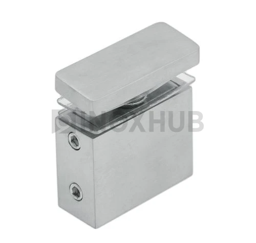 Держатель стекла (342 SSS) через отверстие, штанга 30×10 мм, нерж. сталь матовая