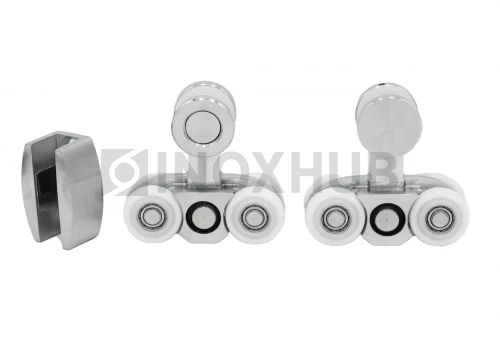 Комплект (613 aura) малый, 2 каретки, 2 стопора, 1 направляющая, нерж. сталь матовая