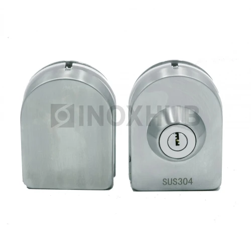 Замок (016-2 SSS) без сверления, с ответной частью на стекло, нерж. сталь матовая