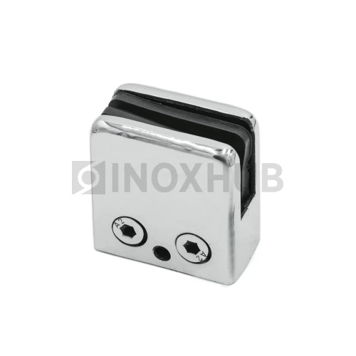 Стеклодержатель штамп. квадратный на плоскость, стекло 8.0 мм, AISI 304, GRIT 600