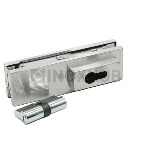 Замок (150R SSS) угловой с круглым ригелем, с ответной частью на стену, нерж. сталь матовая