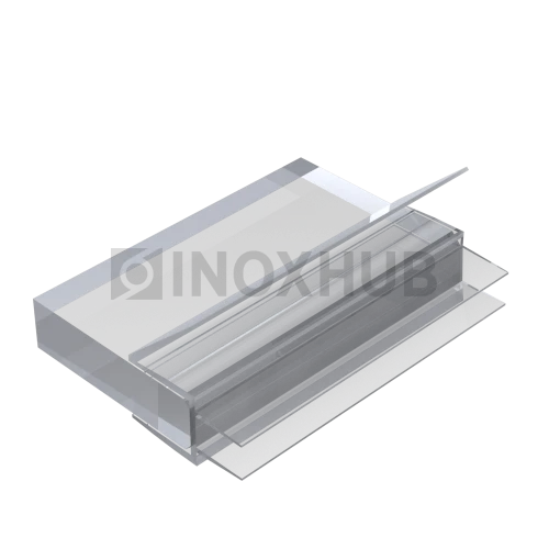 Профиль (206-8 CL) нижний, L=2200, стекло 8.0 мм, ПВХ прозрачный БЕЛЫЙ