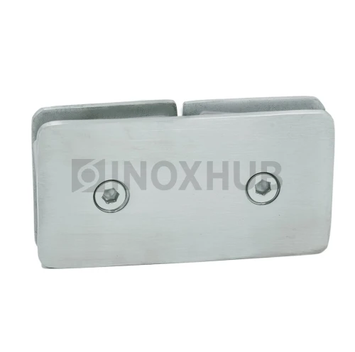 Коннектор (734 SSS) стекло-стекло 180° (без фаски), нерж. сталь матовая