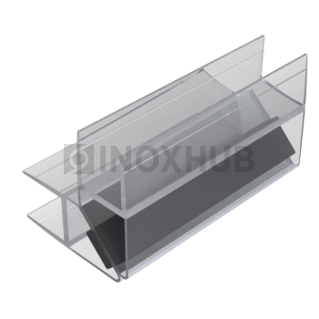 Профиль (210-10 CL) магнит черный 90º/180º, L=2200 (1компл/2 шт), стекло 10.0 мм, ПВХ прозрачный БЕЛЫЙ