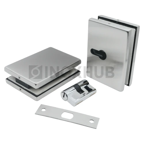 Замок (007-2 SSS) с ответной частью на стекло, нерж. сталь матовая