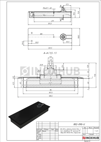 Доводчик (84 BLC) EN4...5, макс. открывание 116°, фиксация 90°, дверь 850-1050 до 90 кг, Черный мат