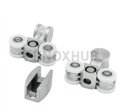 Комплект (613 aura) малый, 2 каретки, 2 стопора, 1 направляющая, нерж. сталь матовая