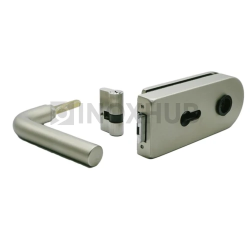 Замок (86-1 SNP) с нажимной ручкой, притвором, без отв. части, Алюминий под SSS