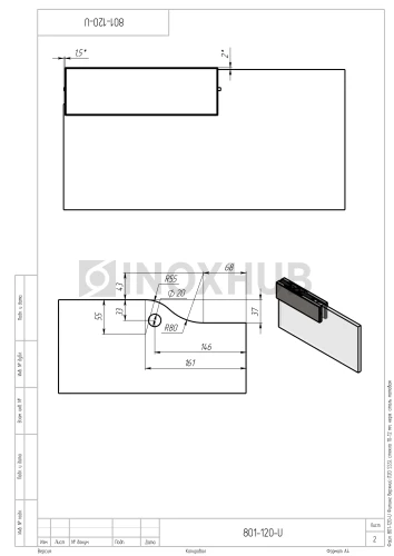 Фитинг верхний (120 SSS), стекло 10-12 мм, нерж. сталь матовая