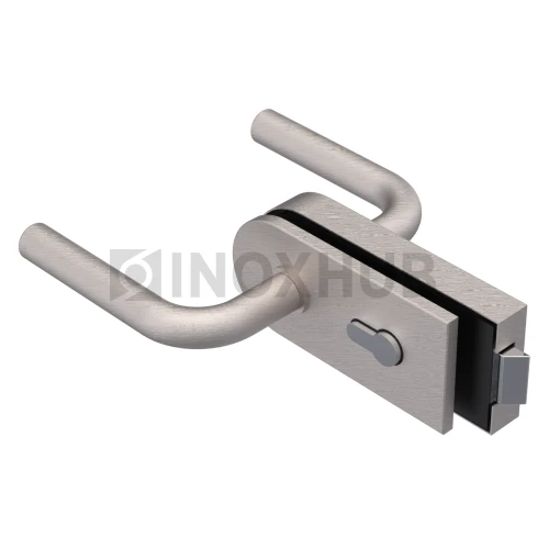 Замок (86-1 SSS) с нажимной ручкой, притвором, без отв. части, нерж. сталь матовая