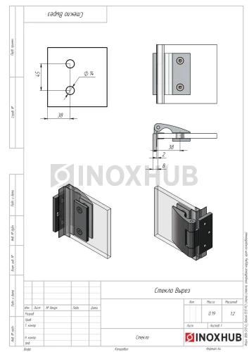 Петля (513 PC) стена-стекло, открывание наружу, полированный хром