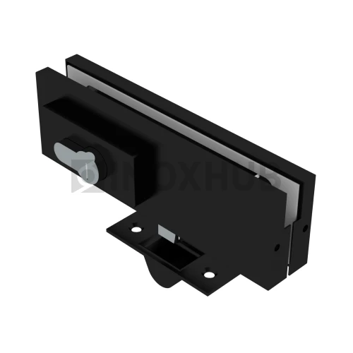 Замок (150R BLC) угловой с круглым ригелем, с ответной частью на стену, Черный мат