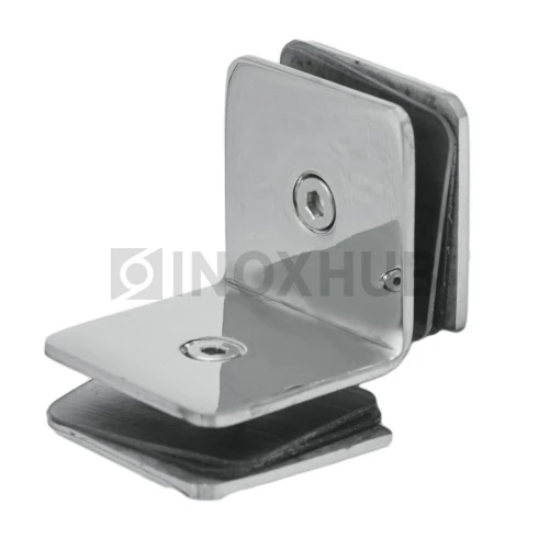 Коннектор (735 PSS) стекло-стекло 90° (без фаски), нерж. сталь полированная