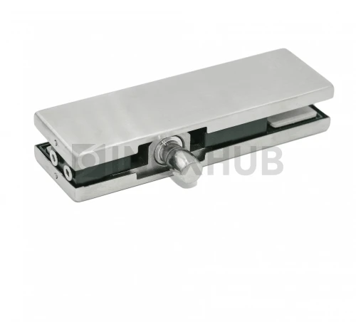 Фитинг на фрамугу (130P SSS) с осью и монтажной пластиной, стекло 10-12 мм, нерж. сталь матовая