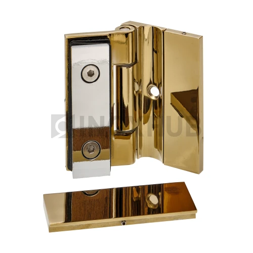 Петля (516 Gold) стена-стекло, без реза уплотнителя, с декоративными крышками, под Золото