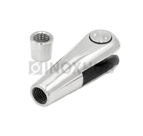 Наконечник для крепления тяги левый, М16 шаг Р=2, AISI 316, GRIT 320