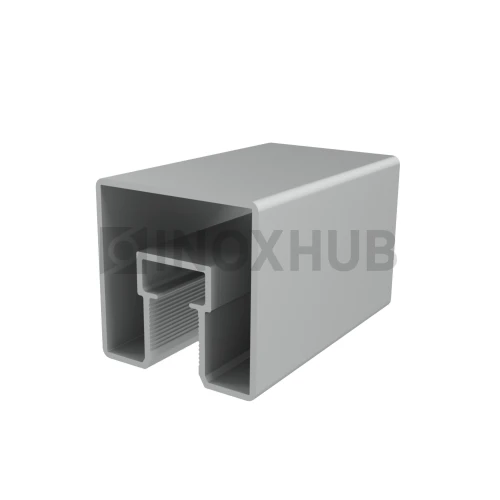 Поручень с пазом для светодиодной ленты, 40.0×40.0 мм, под стекло 12 мм, L=6000 мм, Анодированный алюминий