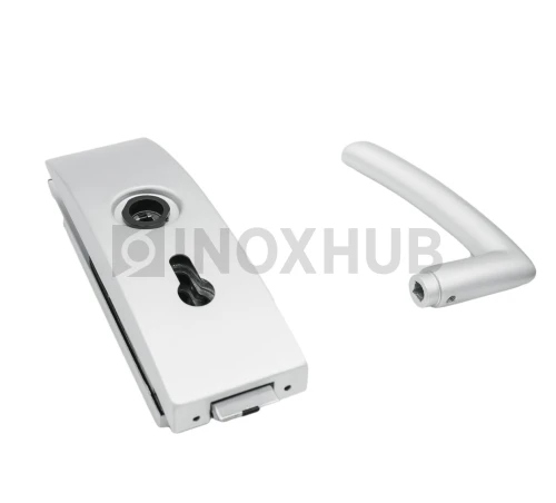 Замок (87-1 AL) с нажимной ручкой, притвором, без отв. части, Анодированный алюминий