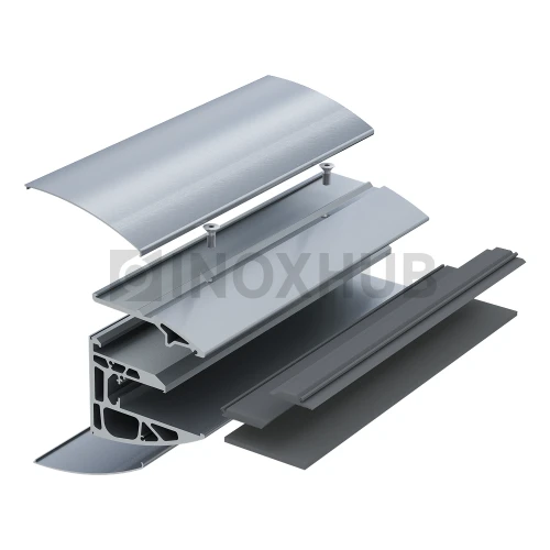 Профиль НАБОР для КОЗЫРЬКА с крышками, кратно 6 м, не анодированный алюминий