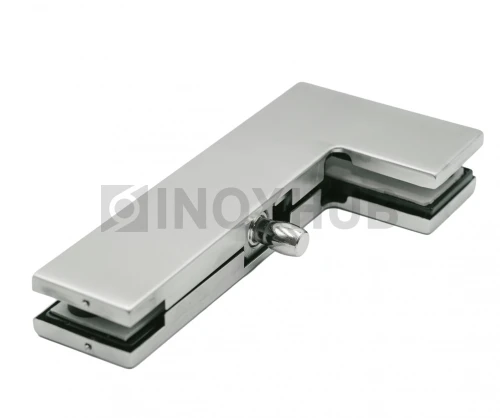 Фитинг угловой (140 SSS) на фрамугу с осью, стекло 10-12 мм, нерж. сталь матовая