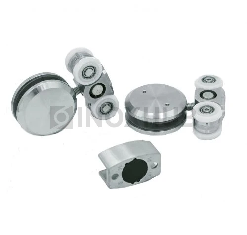 Комплект (612 aura) большой, 2 каретки, 2 стопора, 1 направляющая, нерж. сталь матовая