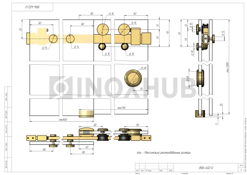 Комплект душевой (400 Bronze) раздвижной системы, под Бронзу